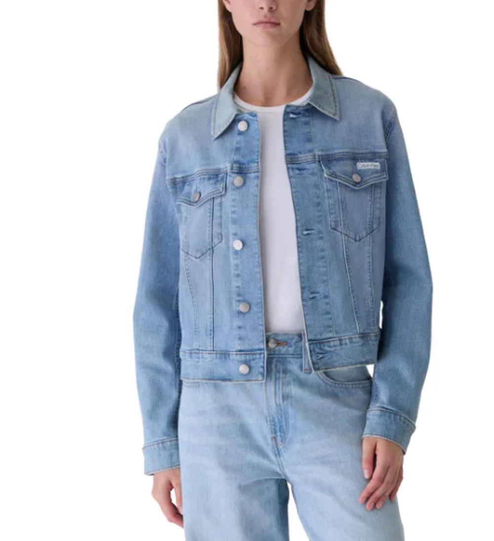 Calvin Klein Women's Classic Trucker Denim Jacket Light Blue Size XL